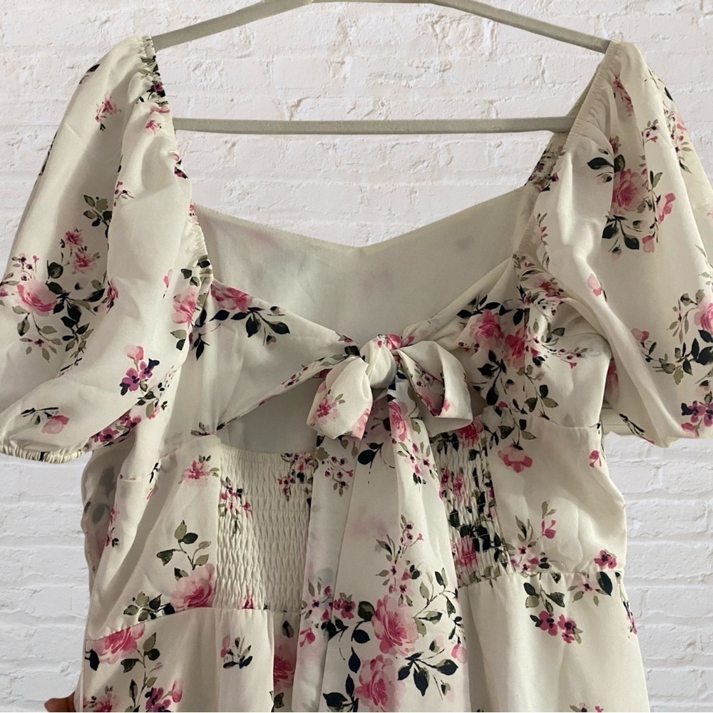 White Floral Midi Dress size L - Picture 4 of 5